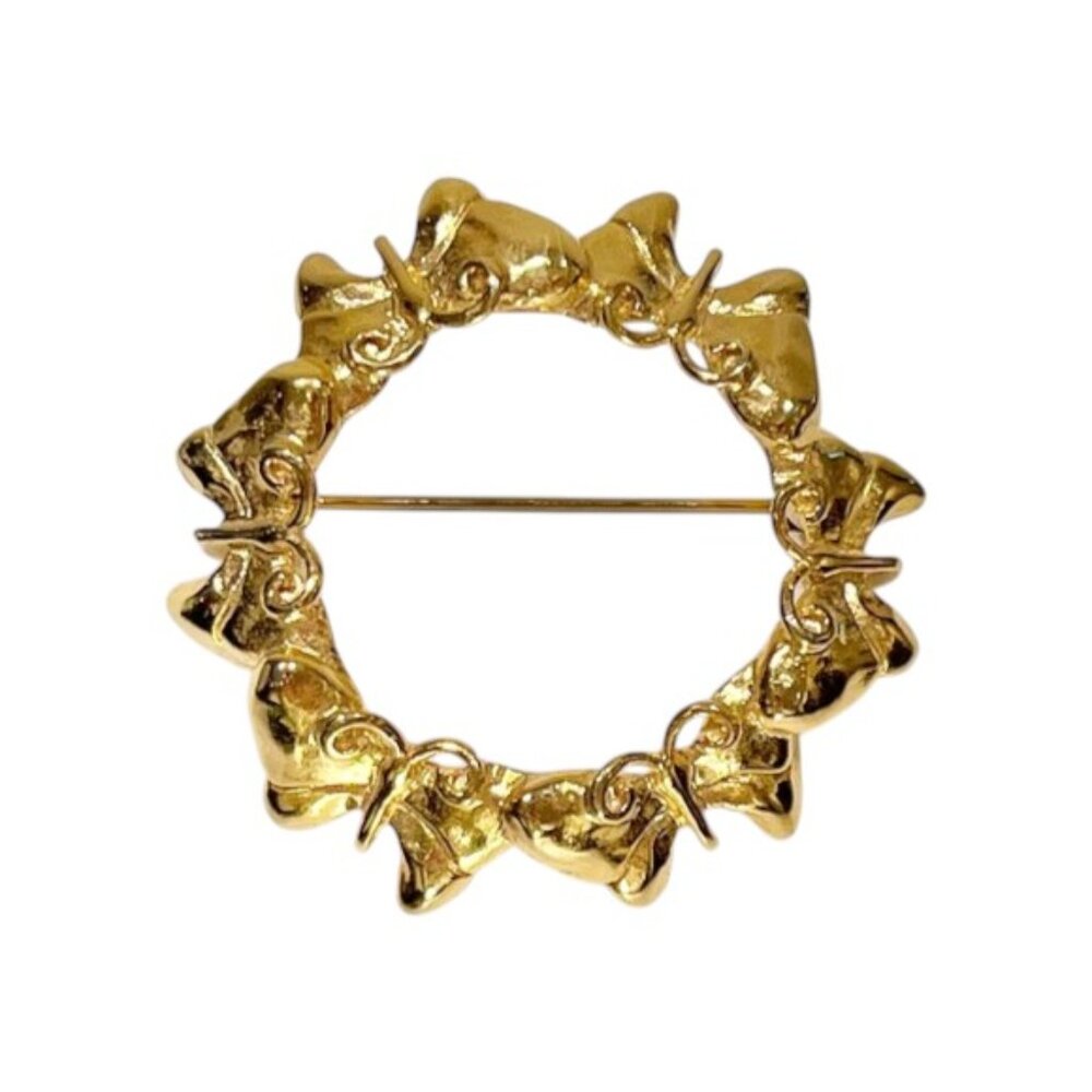 Butterfly Wreath Vintage Brooch Pin